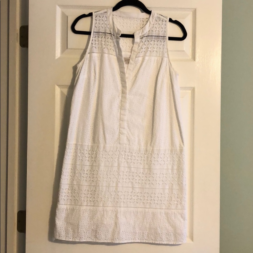 Loft size 6 sleeveless white lace/eyelet dress
